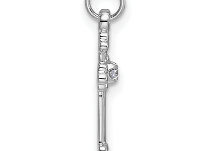 14k White Gold Small Diamond Budded Cross Pendant
