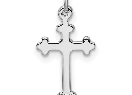 14k White Gold Small Diamond Budded Cross Pendant