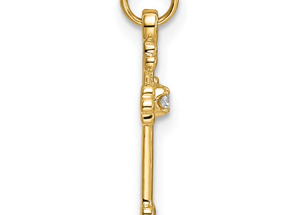 14k Small Diamond Budded Cross Pendant, 21.5 x 9mm