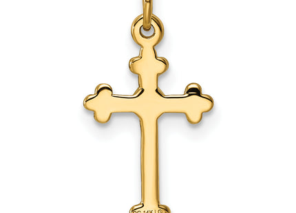 14k Small Diamond Budded Cross Pendant, 21.5 x 9mm