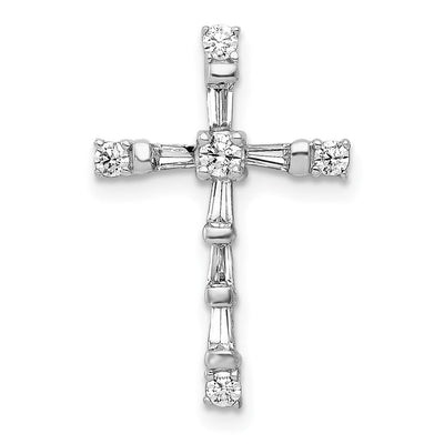 14K white gold diamond cross chain
