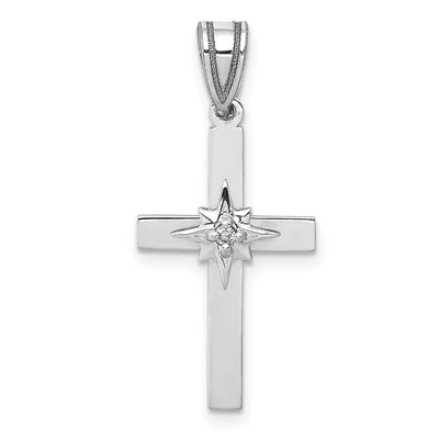 14K white gold diamond cross pendant