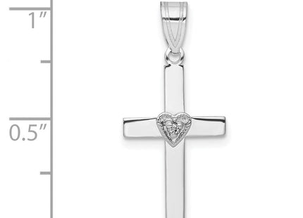 14k White Gold . Diamond Heart Cross Pendant (Style PM5038-001-WA)
