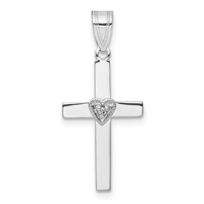 14K white gold diamond cross pendant