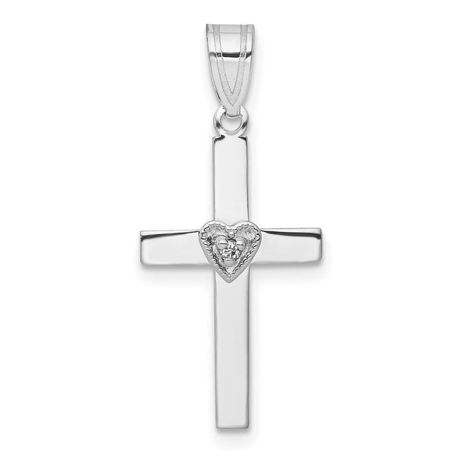 14K white gold diamond cross pendant