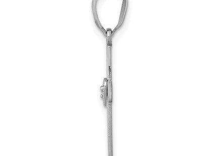 14K white gold diamond cross pendant, alternate view