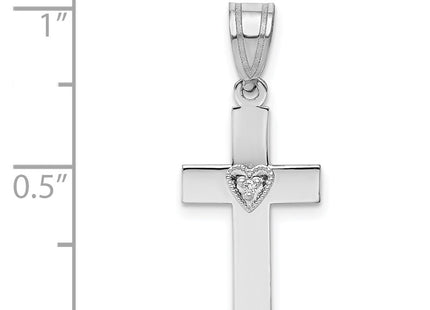 14K white gold diamond cross pendant, further view