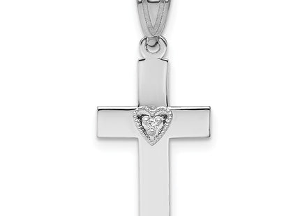 14K white gold diamond cross pendant