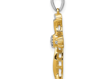14K gold diamond cross pendant, alternate view
