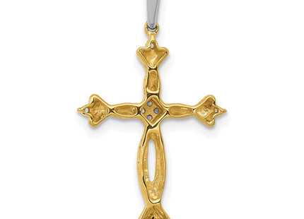 14K gold diamond cross pendant, another view