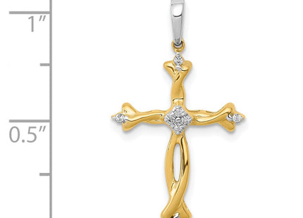 14K gold diamond cross pendant, further view