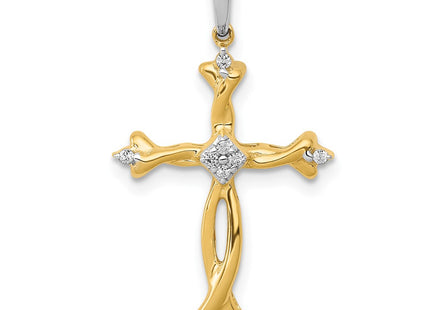 14K gold diamond cross pendant