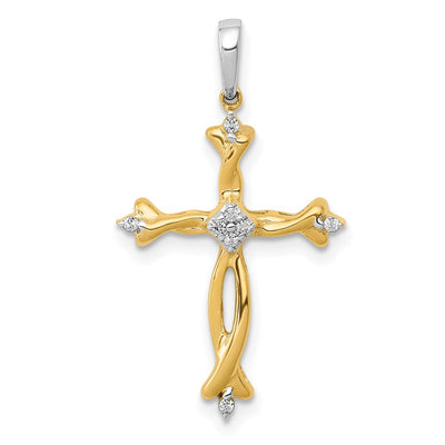 14K gold diamond cross pendant