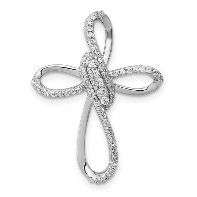 14K white gold diamond cross chain