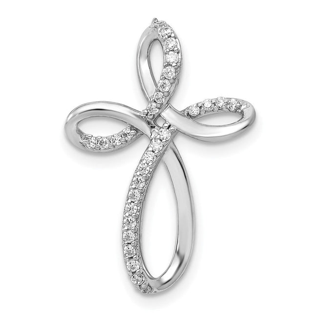 14K white gold diamond cross chain
