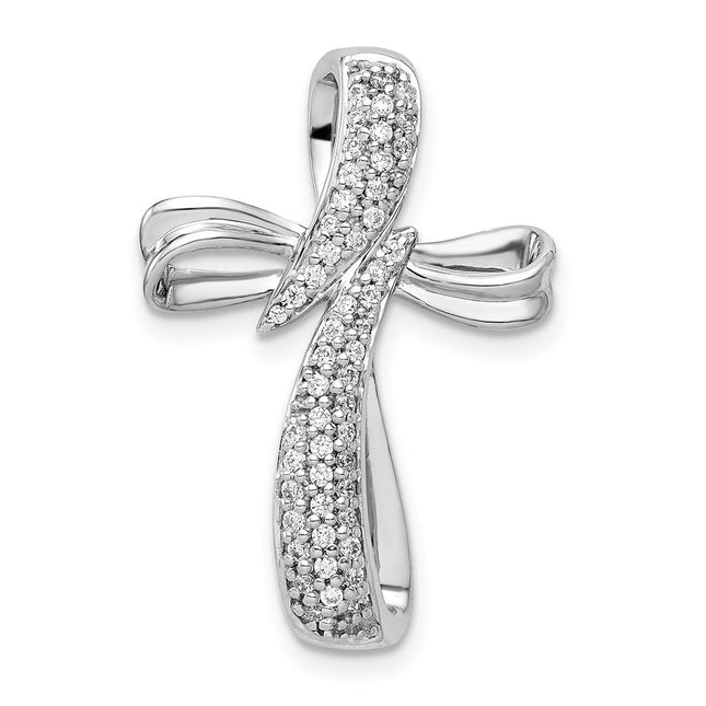 14K white gold diamond cross chain