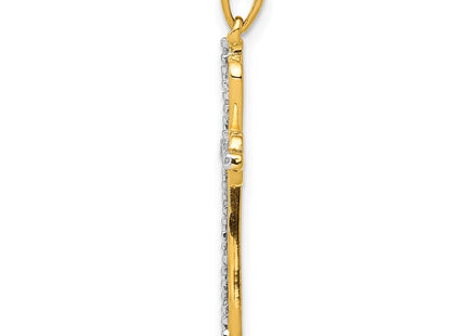 14K gold diamond cross pendant, alternate view