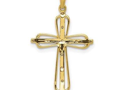 14K gold diamond cross pendant, another view