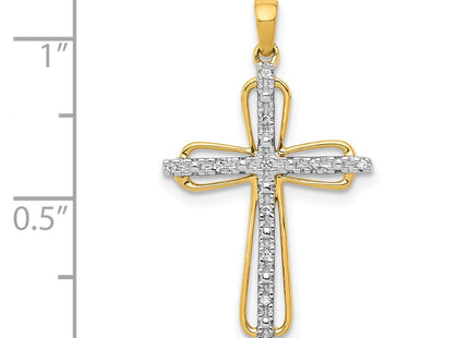 14K gold diamond cross pendant, further view