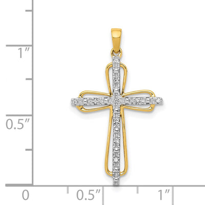 14K & rhodium Diamond Cross Pendant, 29 x 16.5mm