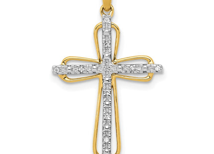 14K gold diamond cross pendant