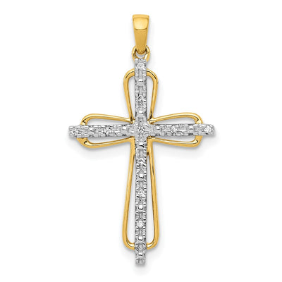 14K gold diamond cross pendant