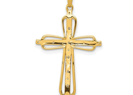 14K gold diamond cross pendant, another view