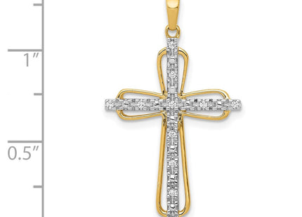 14K gold diamond cross pendant, further view