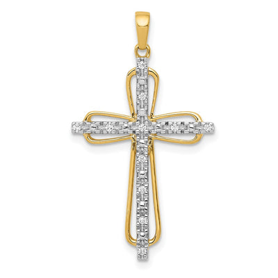 14K gold diamond cross pendant