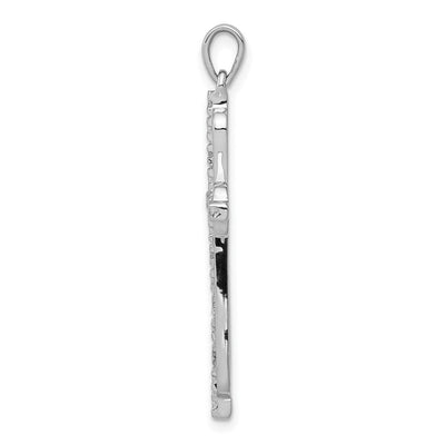 14K & rhodium Diamond Cross Pendant, 36 x 21mm