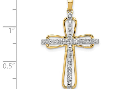 14k & rhodium Diamond Cross Pendant (Style PM5066-006-YA)