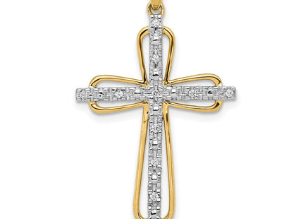 14k & rhodium Diamond Cross Pendant (Style PM5066-006-YA)
