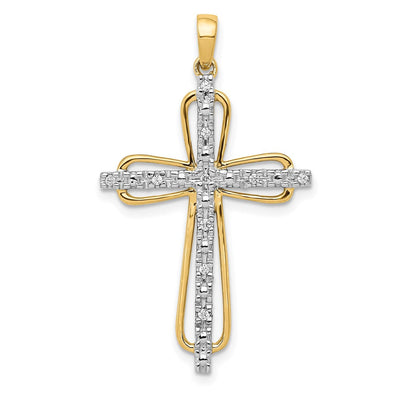 14K gold diamond cross pendant