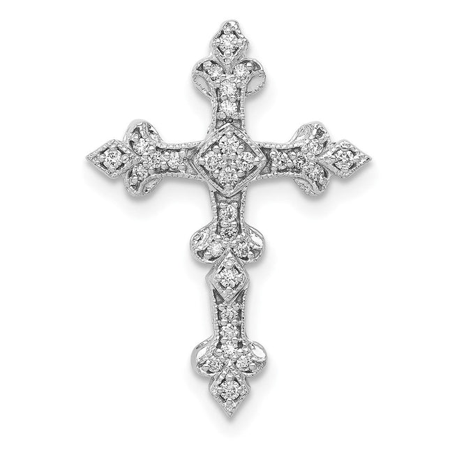 14K white gold diamond cross chain