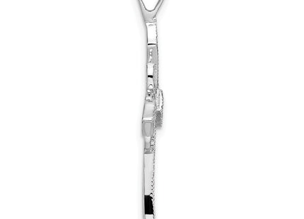 14K white gold diamond cross pendant, alternate view