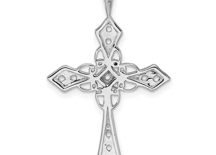 14K white gold diamond cross pendant, another view