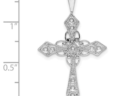 14K white gold diamond cross pendant, further view