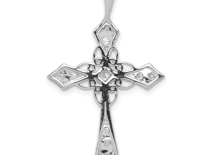 14k White Gold AA Diamond Passion Cross Pendant, 33 x 20.5mm