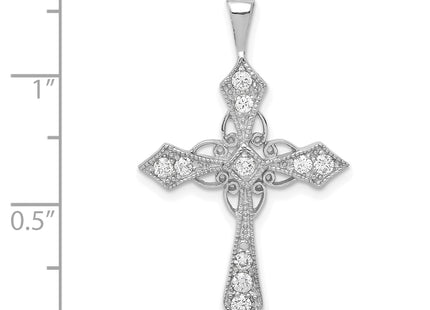 14k White Gold AA Diamond Passion Cross Pendant, 33 x 20.5mm