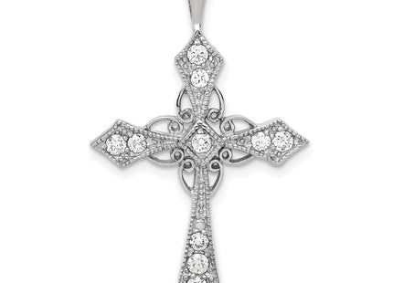 14k White Gold AA Diamond Passion Cross Pendant, 33 x 20.5mm