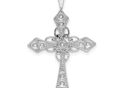 14K white gold diamond cross pendant