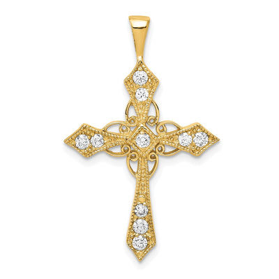 14K gold diamond cross pendant