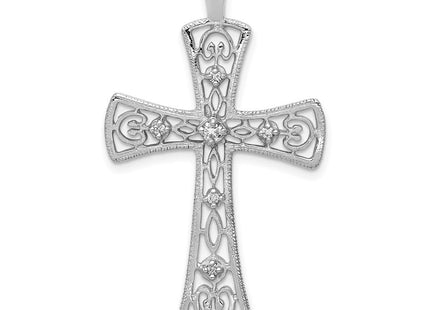 14k White Gold AA Diamond Cross Pendant (Style PM5083-010-WA)