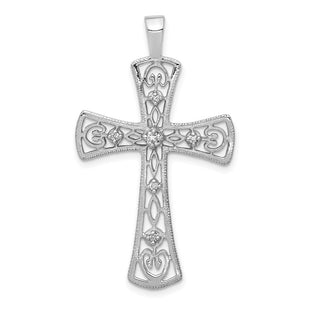 14k White Gold AA Diamond Cross Pendant (Style PM5083-010-WA)