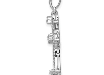 14K white gold diamond cross pendant, alternate view