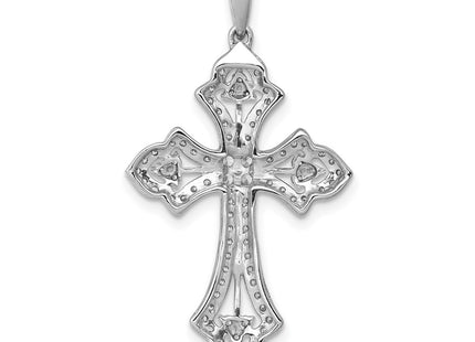14K white gold diamond cross pendant, another view