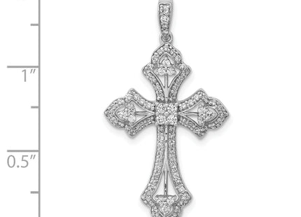 14k White Gold 1/. Diamond Fancy Cross Pendant, 35 x 18.5mm