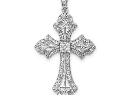 14K white gold diamond cross pendant