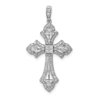14K white gold diamond cross pendant