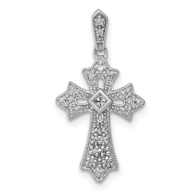 14K white gold diamond cross pendant